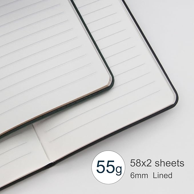 Soft Cover Journal Notebooks 2 Pack A6 Pocket Notebook Small Notebooks Lined Writing Journals 3.1x5.5 Inches 112 Pages Mini Notebooks Journals for Men and Women Travel Office School - Black Dark Green
