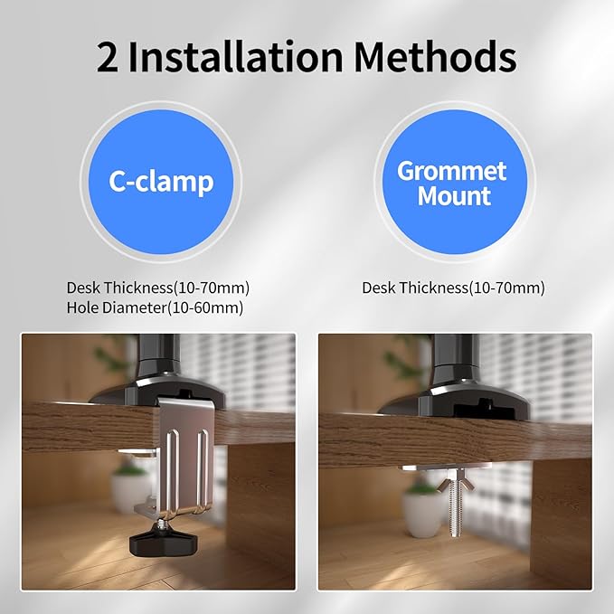 suptek Single Monitor Arm Mount for 13-32 inch, Adjustable Gas Spring Monitor Arm Desk Mount Stand for 4.4-19.8lbs, with VESA Mount 75x75/100x100mm