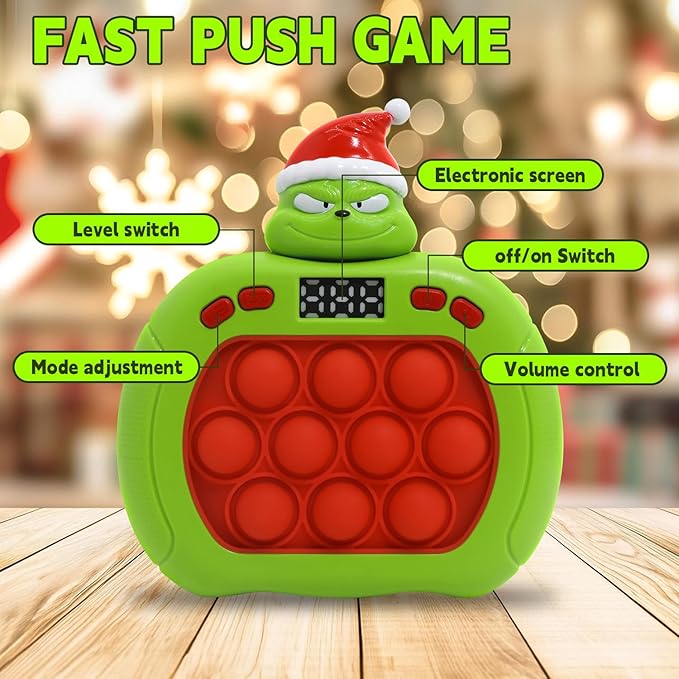 Quick Push Bubble Game,POP Toy Fast Push Game,Quick Push Pop Fidget Toys for Kids 3-12 Years Old,6 Game Mode Upgrades,Handheld Puzzle Games for Halloween and Christmas,Sensory Toys (Christmas 2)