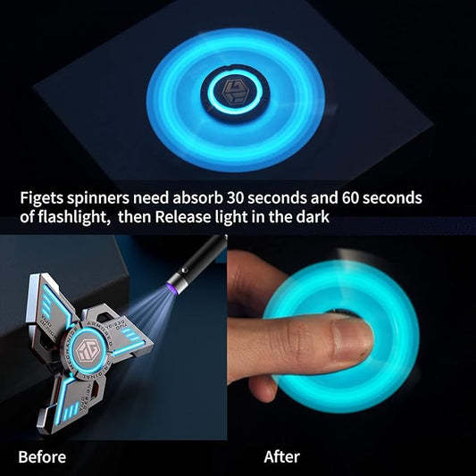 INNÔPLUS Fidget Spinner, Fidget Spinners Cool, Fidget Spinners for Adults, Stress Anxiety ADHD Relief Figets Toy, Fidget Light Up Spinner, Metal Finger Hand Spinner Toy with Luminous Light