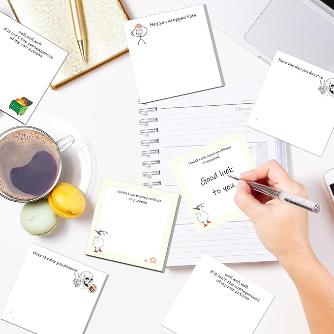 Funny Sticky Notes Gifts - 9 Pack Funny Sticky Notes 3x3 Inch Funny Office Gifts for Coworkers Everything is Fine Post Notes Work Gag Self-Stick Memo Pad Office School Supplies 450 Sheets