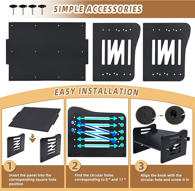 Myplace Bamboo Adjustable Under Desk Footrest, Ergonomic Foot Rest with 7-Level Adjust, Slanted Foot Rest Stool for Home Office Kitchen Bedroom (Black)