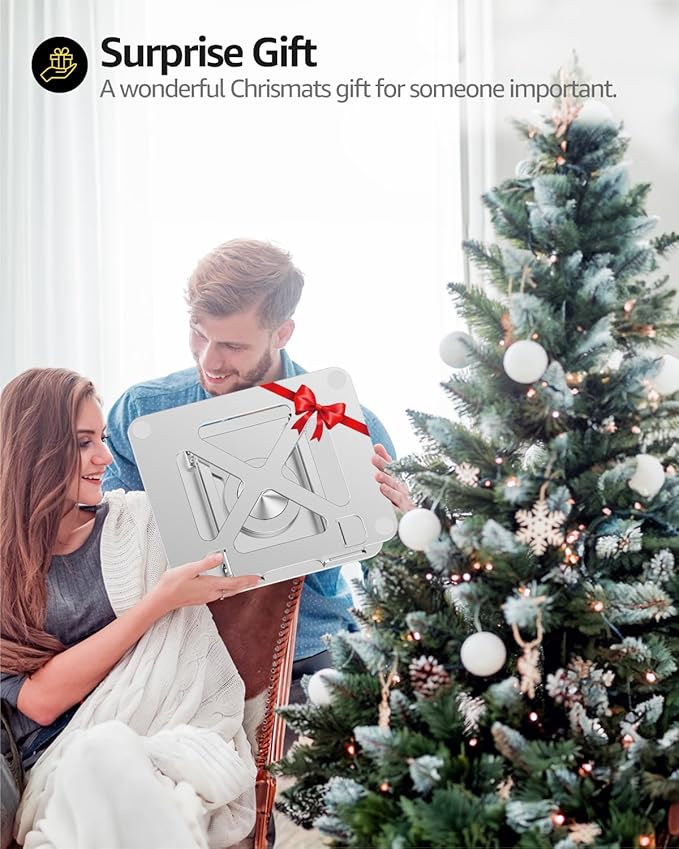 Urmust Laptop Stand for Desk with 360 Rotating Base, Ergonomic Adjustable Laptop Riser for Laptops 10 to 16 Inches