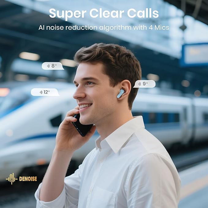 Wireless Earbuds 2025 Bluetooth Headphones 100H Playtime Ear Buds in-Ear Bluetooth Earbuds 5.4 Headphones Deep Bass Stereo Active Noise Cancelling IP5 Waterproof Earphones for Android iOS