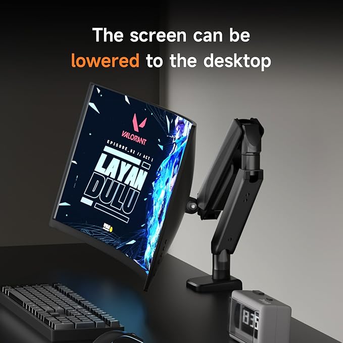 Pholiten Adjustable Rotating arm for Monitor Stand - Supports 1-33lbs Weight, Supports 45 inch Straight screen/49 inch Curved Screen, Compatible with VESA 75x75-100x100mm Desktop Monitor Mount