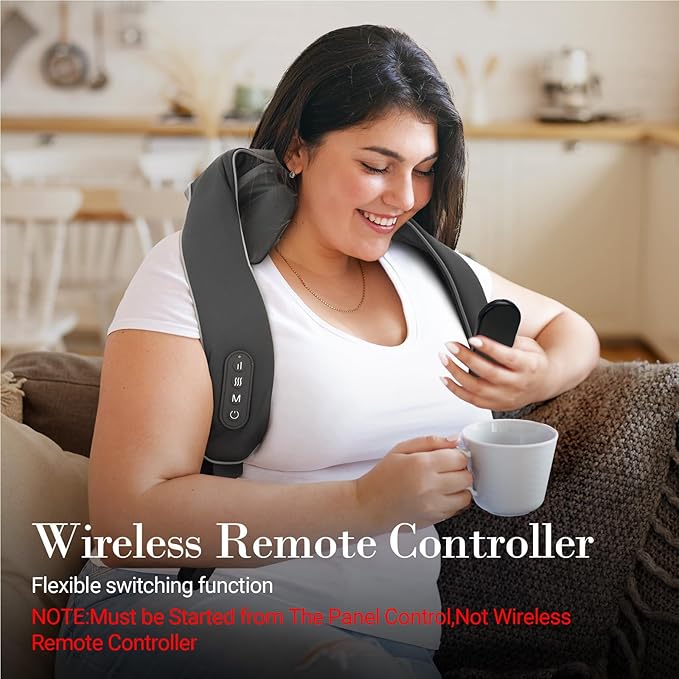 Cordless Neck Massager for Pain Relief - FSA Eligible HSA,2025 Upgraded Shiatsu Shoulder Back Massage with Wireless Remote Control,6D Deep Tissue Massage Pillow with Heat,Gift for Her,Him
