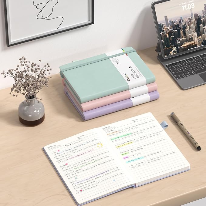 Oucaru Lined Journal Notebook, 8 Pack, 180 Pages, A5 Journals for Writing, 100 GSM Thick Paper, Small Notebooks Daily Journal for Women Men Work, Business, School, Travel Supplies