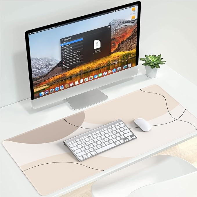 iCasso Extended Gaming Mouse Pad (35.4x15.7 in), Large Stable Rubber Base Mousepad with Stitched Edges, Keyboard Mouse Mat Desk Pad for Work, Game, Office, Home-Brown Art Modern