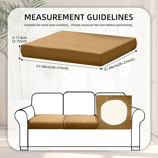 8Pcs Stretch Patio Cushion Covers,Outdoor Couch Covers Replacement,Outdoor Couch & Sofa Slipcovers,for Patio Furniture Cushion Covers,Washable Reusable urniture Protector (Camel, Cover Only)