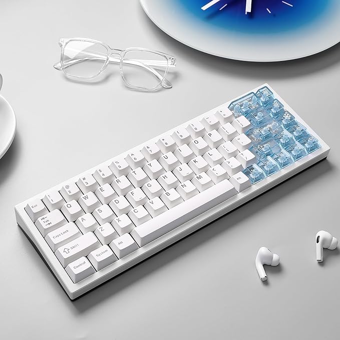 YUNZII AL65 Wireless Mechanical Keyboard, Full Aluminum CNC,Support QMK/VIA Software Gasket Structure,60% Hot Swappable with RGB Backlit BT/2.4G/USB-C for Mac/Windows(White, Gateron Zero)