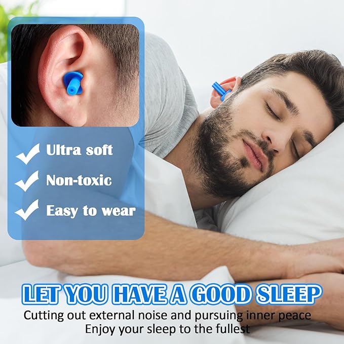 TrelaCo 100 Pairs Ear Plugs Bulk, NRR 29dB Reusable Silicone Ear Plugs with Plastic Cases Soft Foam for Sleeping Noise Cancelling for Concerts Shooting Swimming Noise Reduction(Blue)