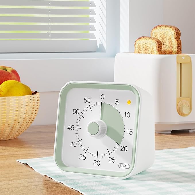 Visual Timer for Kids with Pause Function, 60 Minute Countdown Timer for Kids Desk Study, Teaching, Kitchen Cooking, Office Meetings, Time Management for ADHD (White)