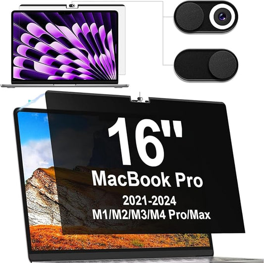 IPROKKO Privacy Screen MacBook Pro 16 Inch (2021-2024, M1, M2,M3,M4), Magnetic Removable Anti Blue Light Glare Privacy Filter Compatible with Mac Pro 16In,Laptop Mac 16.2 Screen Protector