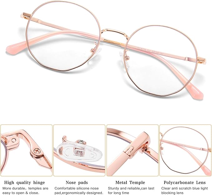 DUCO Small Round Blue Light Glasses For Women Men Blue Ray Blocking Glasses 8215