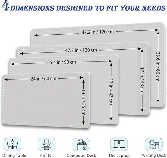 47.2" x 23.6" Large Desk Pad - Non-Slip PU Leather Large Mouse Pad, Waterproof Writing Mat, for Keyboard and Mouse (Gray)