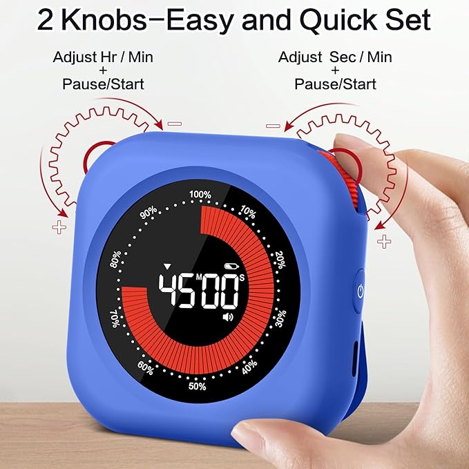 Visual Timer for Classroom Rechargeable, 10-Hour Digital Timers with Visual Time Bars Design, 3 Brightness/3 Volume Adjustable Magnetic Timer, Countdown/up Timer for Study Game Gym Kitchen Office