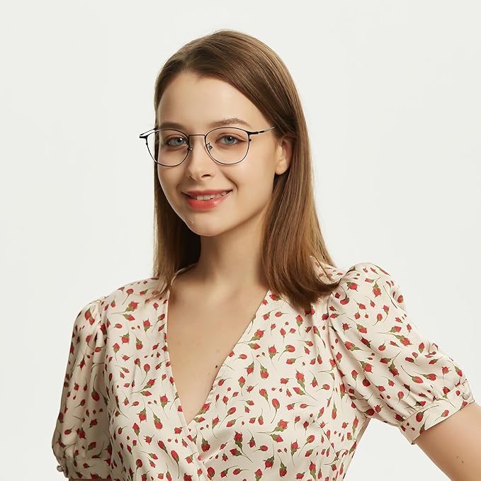 GUDVUE Blue Light Glasses, Computer/Gaming/TV/Phones Glasses for Women/men, Anti Glare/UV400/Eye Strain, Oval Black