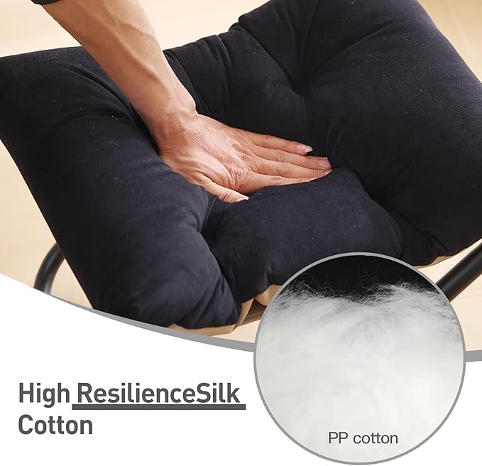 LITA Folding Footrest Stool, Portable Ottoman Foot Rest, Upholstered Small Foldable Ottoman with Detachable Thick Cotton Cushion Padded Sofa Stool for Living Room, Bedroom, Velvet Black Set