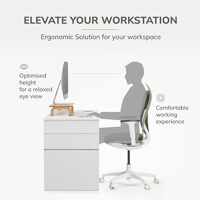 Anji Mountain Monitor Stand - Desktop Organizer & Laptop Riser, Ergonomic Monitor Riser, Space-Saving Monitor Stand for Desk, Durable Construction, Easy Assembly, Ideal for Home & Office,Natural