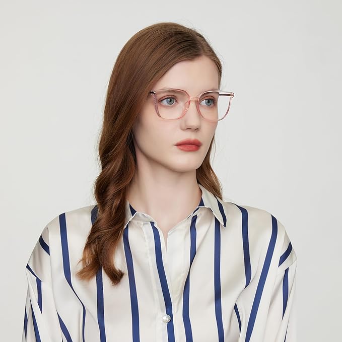 GUDVUE Oversized Blue Light Glasses, Computer Reading/Gaming/Phones Glasses, Anti Glare/UV400/Eye Strain, Large Square Frame