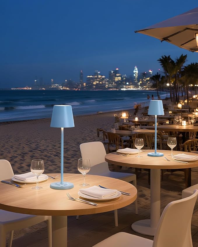 LED Cordless Table Lamp Rechargeable, 3-Height Adjustable, 5500mAh Battery Operated Lamp, 3-Color Dimming Touch Lamp, Portable Lamp for Dining, Bedroom,Camping, Outdoor, Indoor(Blue 1 Pc)