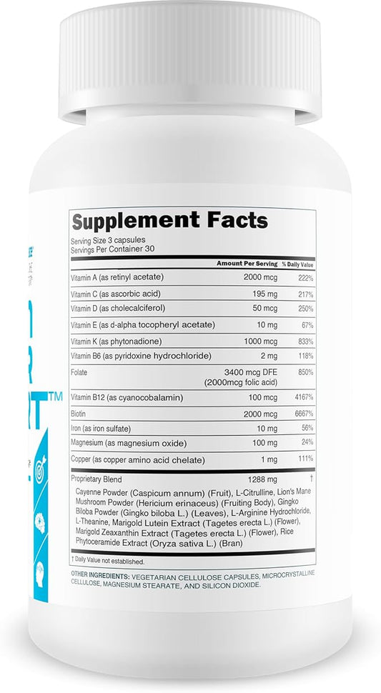 Brain Vigor Smart Brain Booster - Extra Strength Support for Focus, Health, and Memory - Improved Formula Made with Lion's Mane Mushroom & Ginkgo Biloba - Our Best Brain Vigor Smart Pills