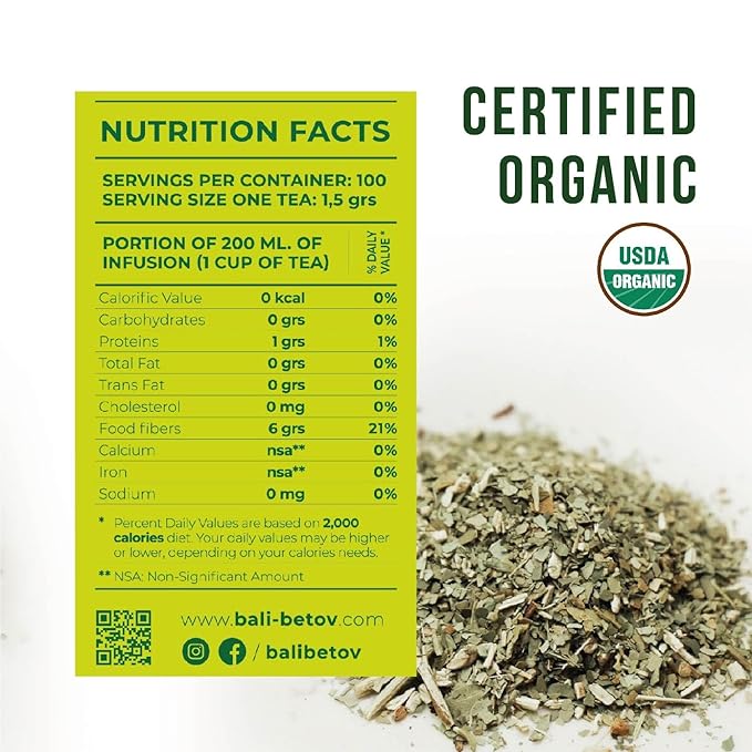 100 Unsmoked Organic Yerba Mate Tea Bags, Organic Yerba Mate Tea, Alternative to Tea, Coffee and Energy Drinks (100 Tea Bags (1 Pack))