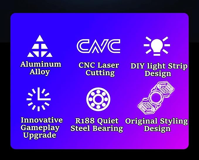 Fidget Spinner, Colorful Glow in The Dark, High Speed and Silence, Cool Metal Mechanical Gear Shape Design with Skull Symbol, Anti-Anxiety and Stress Release for Kids and Adults