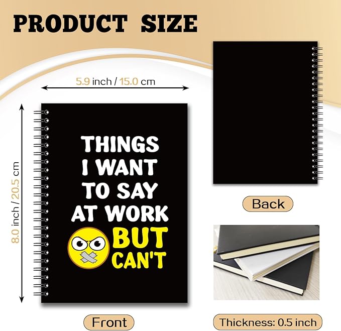 YAZMEEN Sarcastic Saying Blank Spiral Notebook(160 Pages) Things I Want to Say at Work But Can't Hardcover Sketchbook Office Gag Gift Funny Notebook Gift for Women Men Employee Colleague Office Work