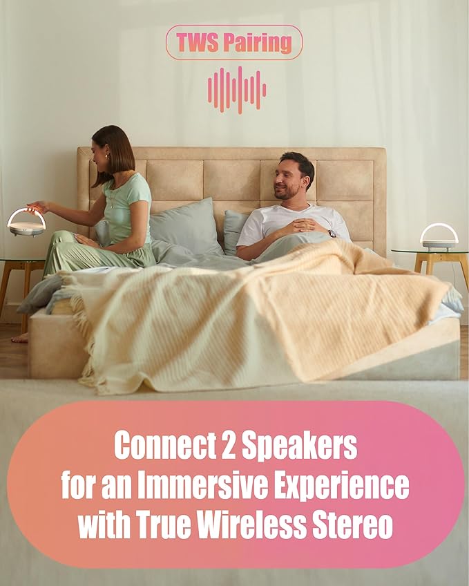 Bedside Lamp with Wireless Charger, 6 in 1 Touch Bedside Lamp, Portable Bluetooth Speaker, Birthday Gifts for Women, Gift for Her, Mom, Dad, Mens Gifts for Birthday Unique