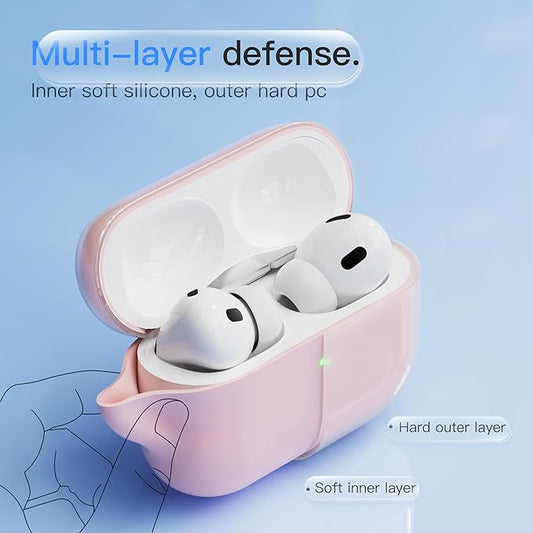 Case for AirPods Pro 3 Never-Sretch-Out DamonLight Shock-Proof Protective Semi Hard Silicone Case Compatible with Apple Airpods Pro 3rd Generation (Pink)