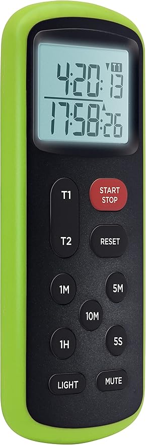 Lavatools KT8 Digital Kitchen Dual Timer & Stopwatch, Backlight, Ultra Loud Alarm, Mute Function, Quick-Set Buttons, Hang Hole, Magnetic for Cooking and Classroom with Lanyard