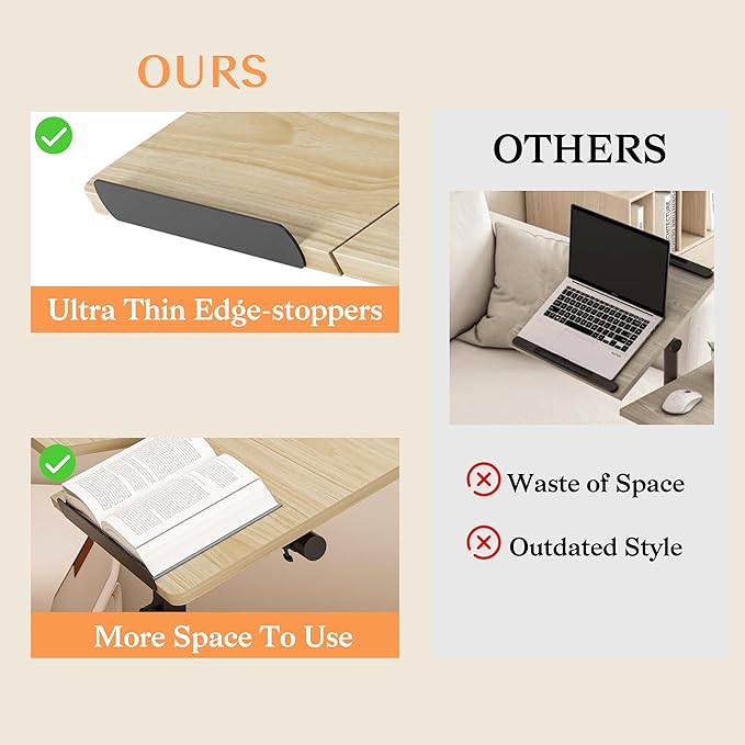 Tilting Over Bed Table Adjustable Height with Wheels Laptop Stand for Couch Hospital Bed Desk Medical Overbed Table Side Tray Tables Computer Workstations-Log