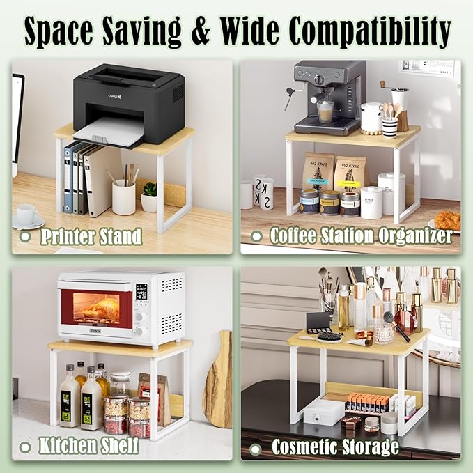 MARTY Desktop Printer Stand 2 Pack Printer Stand with Storage for Desk, Shelf Organzier for Home/Office Printer Riser Under Desk Small Table for Printer Fax Machine Scanner(Maple)