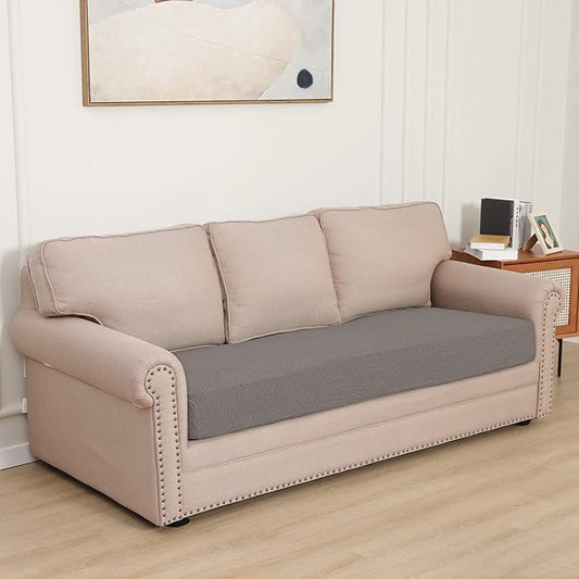 Easy-Going Stretch Cushion Cover Sofa Cushion Furniture Protector Sofa Seat Sofa slipcover Sofa Cover Soft Flexibility with Elastic Bottom(Oversized Sofa Cushion, Taupe)