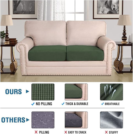 H.VERSAILTEX High Stretch Couch Cushion Covers,Chair Sofa Seat Slipcovers Couch Cushion Cover Stretch Furniture Protector for Kids, Pets(2 Packs Cushion Loveseat Covers, Bronze Green)