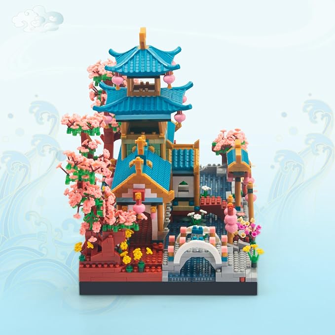 Finger Rock Cherry Blossom Bonsai Tree Building Set, Japanese Architecture Sakura Micro Block Building Set for Adults, Collectible Creative Gift for Kids 14+ (2350 Pieces)