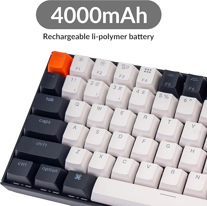 Keychron K2 75% Layout Hot-swappable Bluetooth Wireless/USB Wired Mechanical Keyboard with Gateron G Pro Brown Switch/Double-Shot Keycaps/RGB Backlit 84-Key Computer Keyboad for Mac Windows Version 2