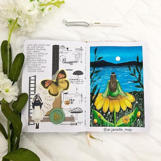 Dotted Notebook Journal 180GSM Bamboo Thick White Paper 160 Pages 5 * 5MM Dot Grid, Lay Flat Binding,Colored Silver Edges, Bookmarks and Expandable Back Pocket (BKP-8)