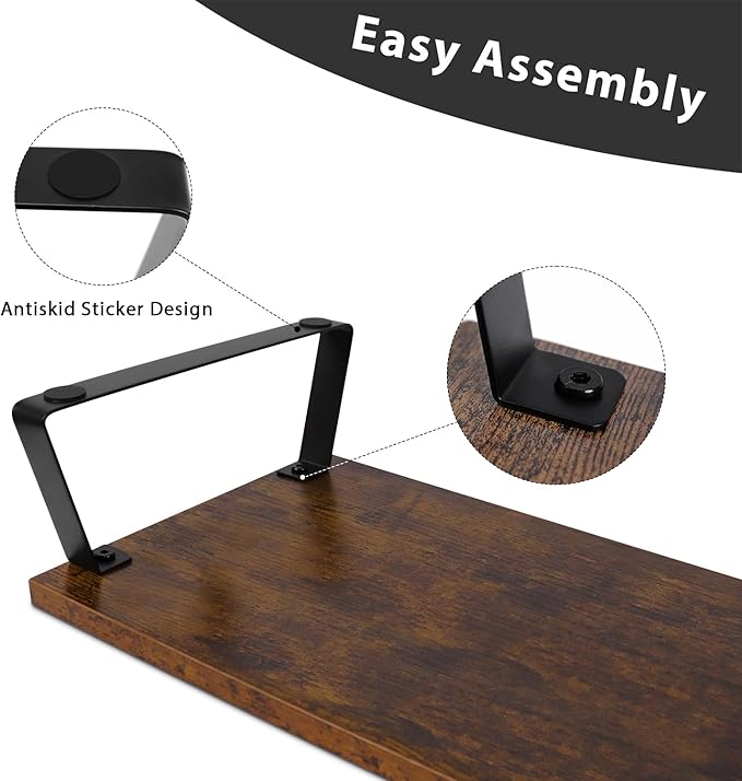 Vintage Wooden Dual Monitor Stand - 2 Monitor Riser with Metal Legs & Drawer, Office Desk Organizer