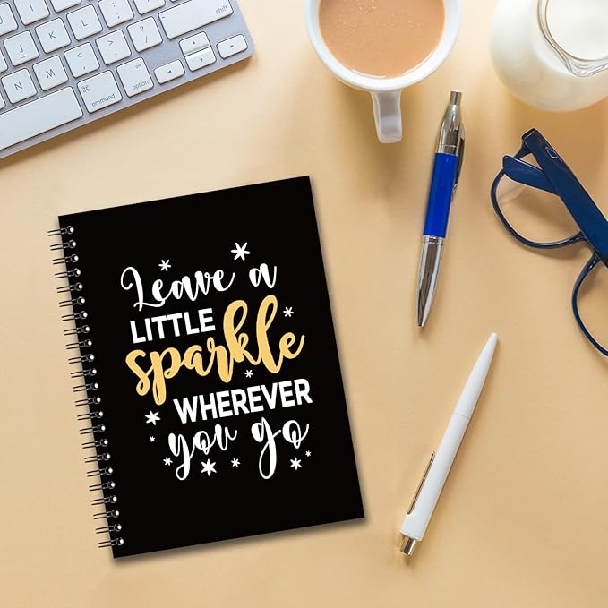 YAZMEEN Inspirational Blank Spiral Notebook(160 Pages) Leave A Little Sparkle Wherever You Go Hardcover Sketchbook Coworker Appreciation Gifts Funny Notebook Birthday Gifts for Colleague Best Friend