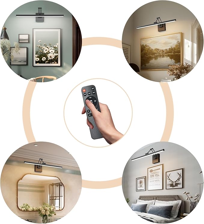 Tipace Hard-Wired LED Picture Light Fixtures,23.6IN 3CCT Dimmable Metal Artwork Display Lamp with Remote Control,Black Modern Picture Frame Lights for Paintings