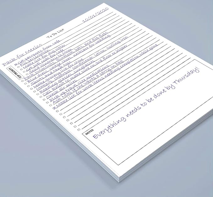 TO DO List Planner Notepad, 60 Page Planning Pad. Undated ToDo Checklist w/Priority & Note Sections. Organize & Track Projects, Clients or Daily Tasks. 8.5 X 11, A4 Tear Sheets.