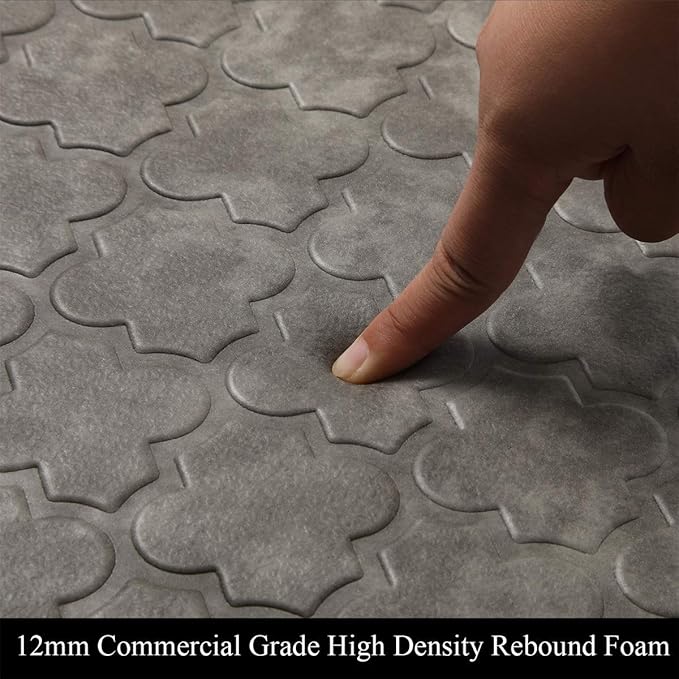 HEBE Kitchen Mat Cushioned Anti Fatigue Comfort Floor Mat 20"x60" Waterproof Non Slip Kitchen Rug Runner Laundry Room Rug Floor Carpet Heavy Duty Comfort Standing Mat Pads,Grey