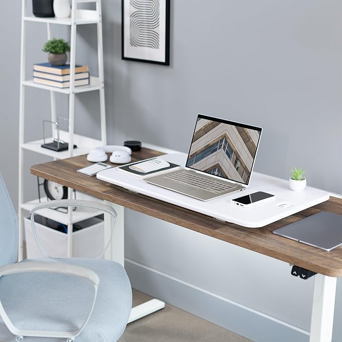 VIVO Ultra-Slim 32 Inch Single Top Height Adjustable Standing Desk Riser, Compact Sit Stand Desktop Converter for Monitor or Laptop, White, DESK-V032JW