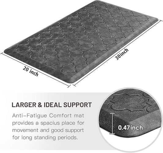 WISELIFE Kitchen Mat Cushioned Anti Fatigue Floor Mat,20"x32", Thick Non Slip Waterproof Kitchen Rugs and Mats,Heavy Duty Foam Standing Mat for Kitchen,Floor,Home,Desk,Sink, Grey