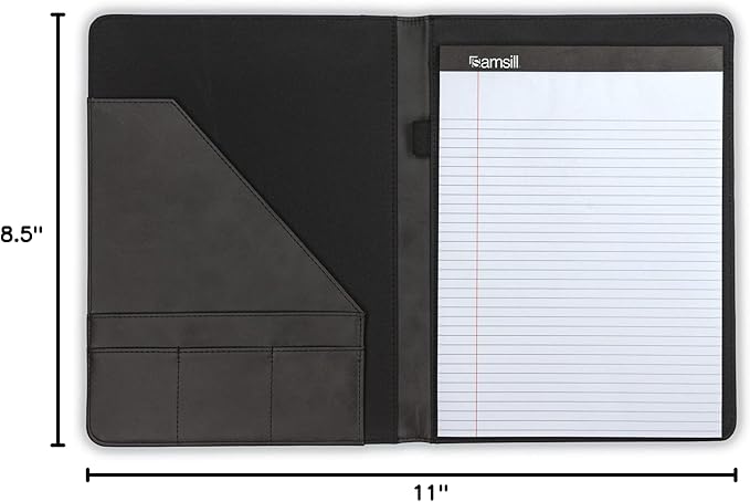 Samsill Two-Tone Padfolio, Resume Portfolio, Business Portfolio, with 8.5 x 11 Writing Pad, Gray & Black