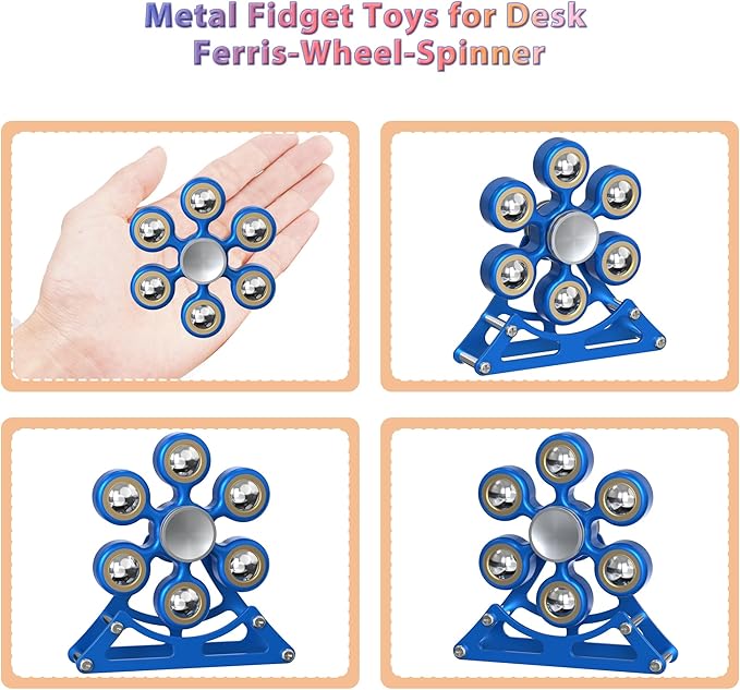Desk Toys for Fidget Ferris-Wheel Spinner: 4mins Metal Cool-Gadgets Kinetic-Toy, Cool-Stuff for Kid Children Teen Adult EDC-Toy, ADHD Tools Stress Relief for Office Home School Men Woman Christmas