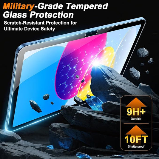 SIBEITU 2 Pack for iPad A16 11th/10th Generation (11/10.9 Inch 2025/2022) Screen Protector, 9H Hardness Shatterproof Tempered Glass with Easy Application kit, Support Apple Pencil, Touch Sensitive