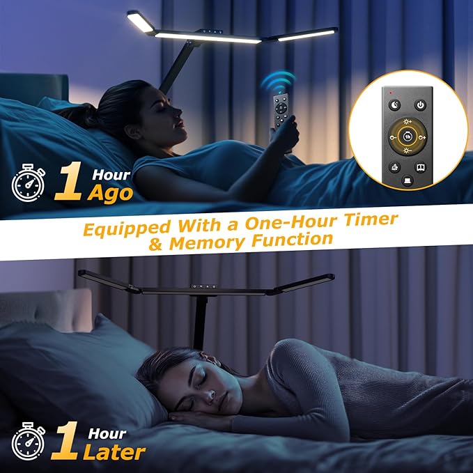 LED Desk Lamp with Clamp, Architect Desk Lamp for Home Office with Remote, 24W Ultra-Bright Desk Light with Stepless Dimming and Stepless Color Temp, Memory Function for Study and Workbench